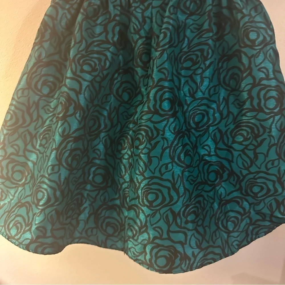 Gymboree Girl Emerald Green Black Lace Rose Holiday Party Dress Sleeveless 6